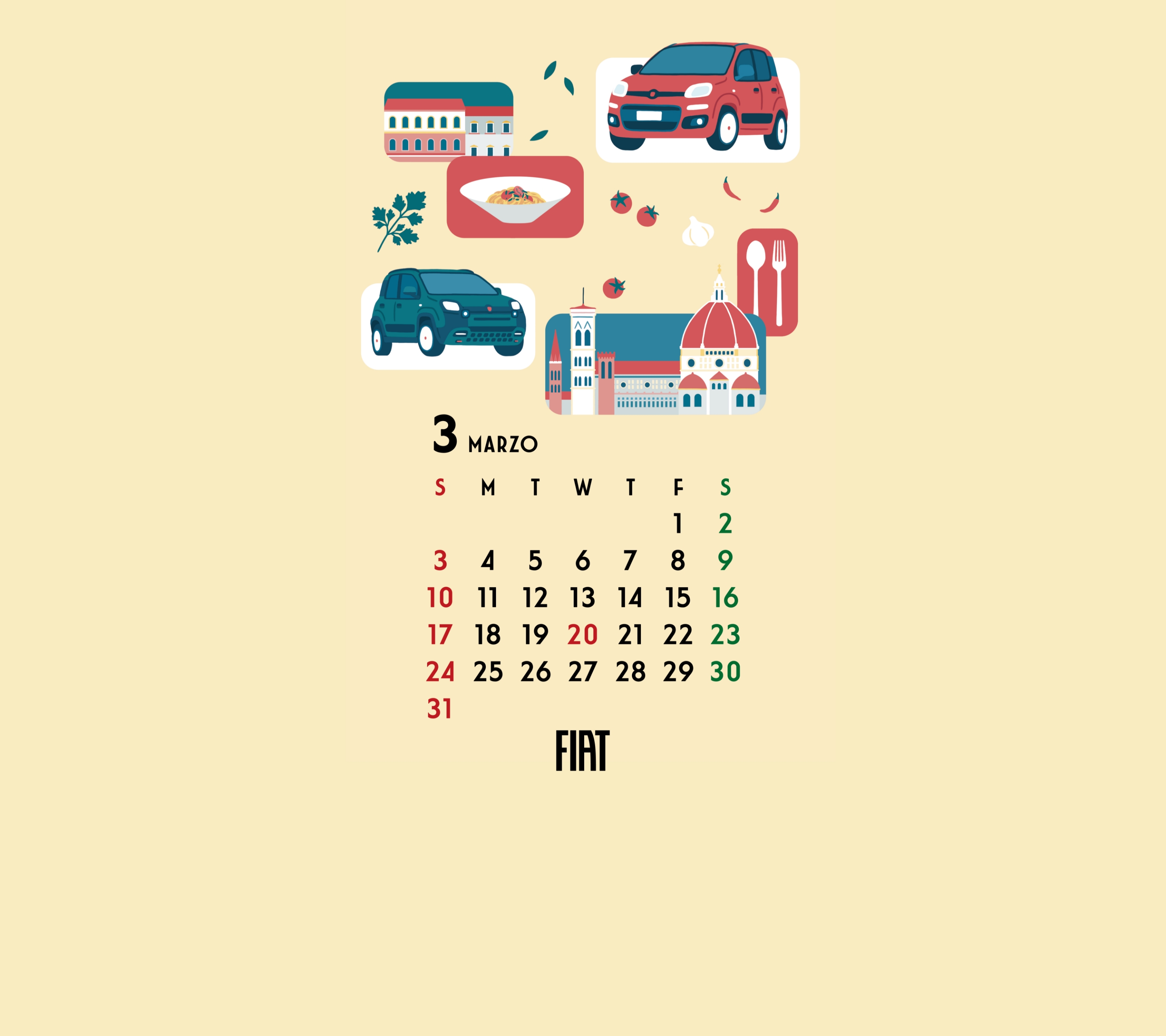 春早割 通販 FIAT オリジナルカレンダー。2024年は カレンダー 2024